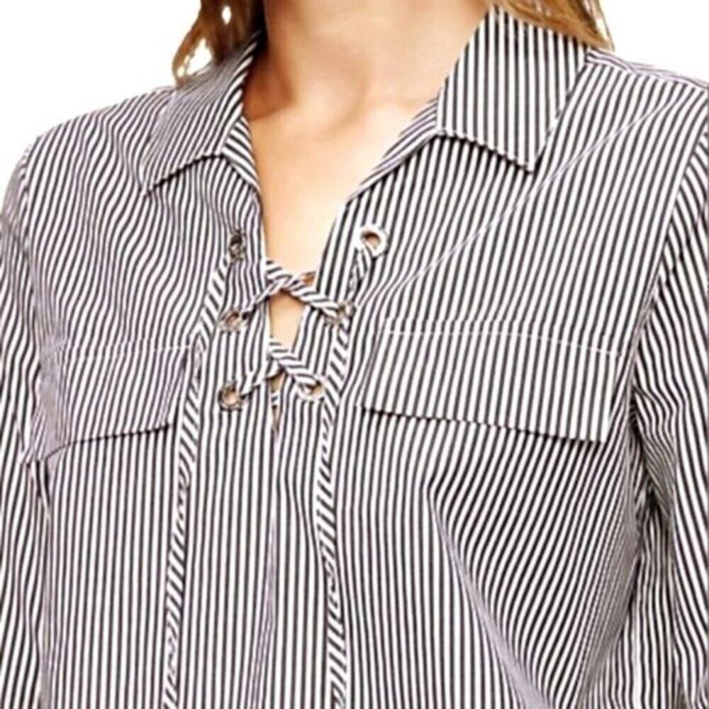 Calvin Klein striped lace-up tunic top S
